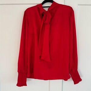 Ann Taylor red blouse with tie. Size XL